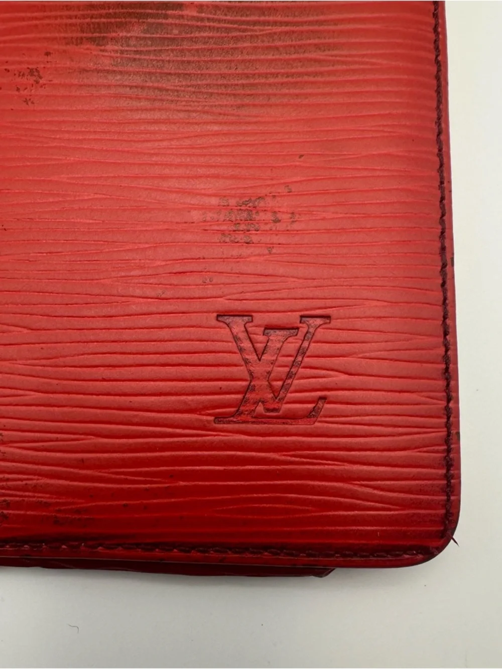 Louis Vuitton Epi Red Long Wallet Leather Folding Vintage Good Cond. Authentic